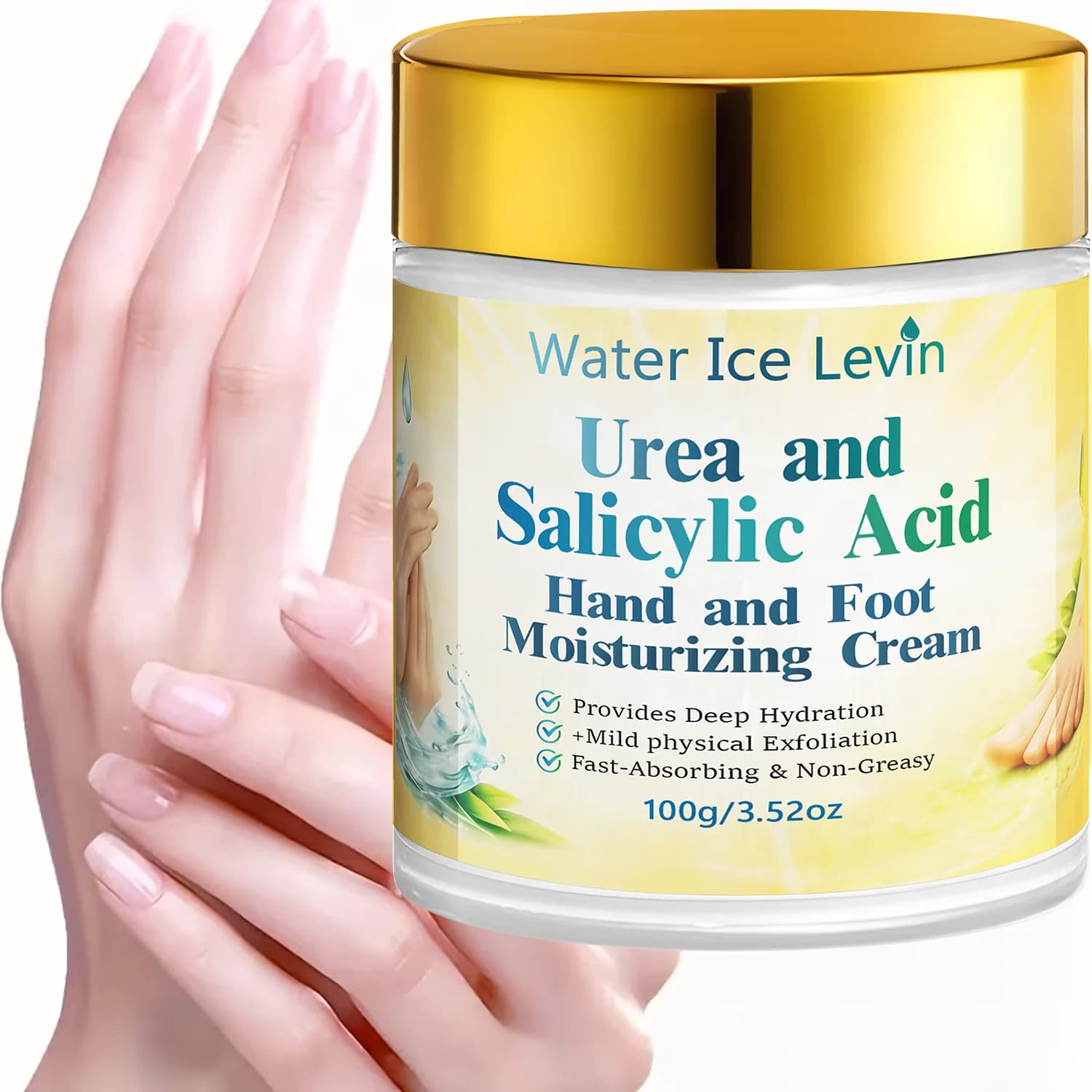 Water Ice Levin Urea Salicylic Acid Hand Foot Moisturizing Cream Collagen Deep Hydration Exfoliating Skin Care Lotion 100g