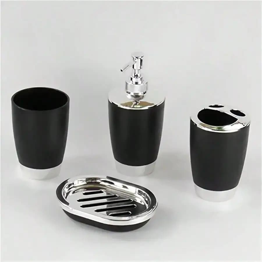 7PCS Luxury Bathroom Accessory Set – Modern Design With Trash Can, Toilet Brush, Soap Dispenser, Soap Dish, Rinse Cup & Toothbrush Holder – Space-Saving And Easy To Clean, Fathers Day