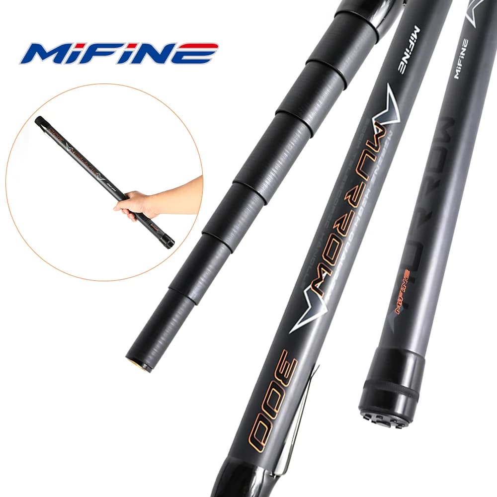 MIFINE MURROW Canna da Pesca Telescopica 2M-3M in Carbonio Ultra Leggera Portatile per Laghetti, Stagni e Mare - Accessori