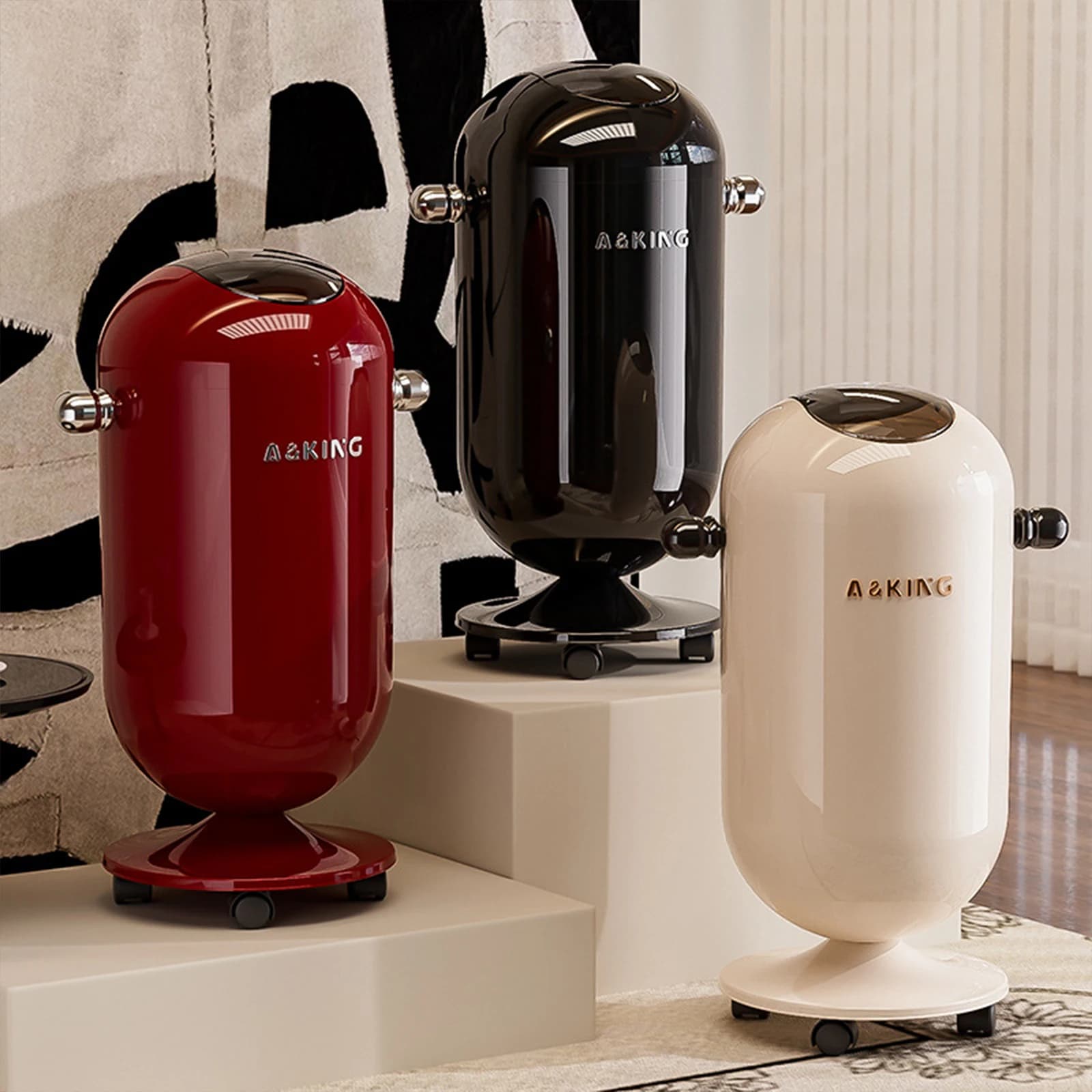 Bidone della spazzatura tipo pressa con ruote Elegante e versatile bidone da cucina cestino per rifiuti secchio di carta bidone della spazzatura per camera da letto ufficio 20 litri