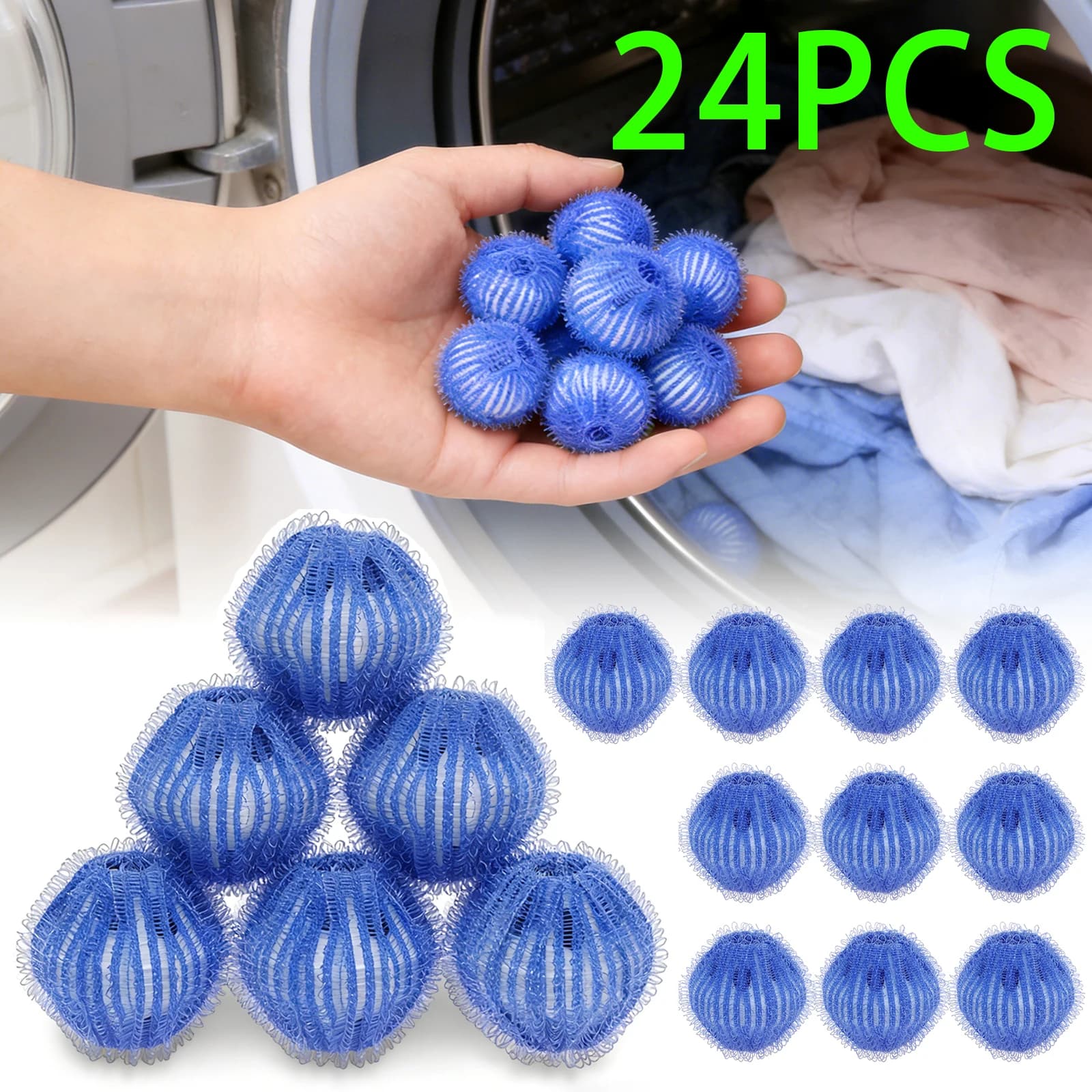 24 Pezzi Palline per Lavatrice Rimuovi Peli, Filtro Riutilizzabile per Vestiti, Palline per Lavaggio per Rimuovere Peli di Cani e Gatti