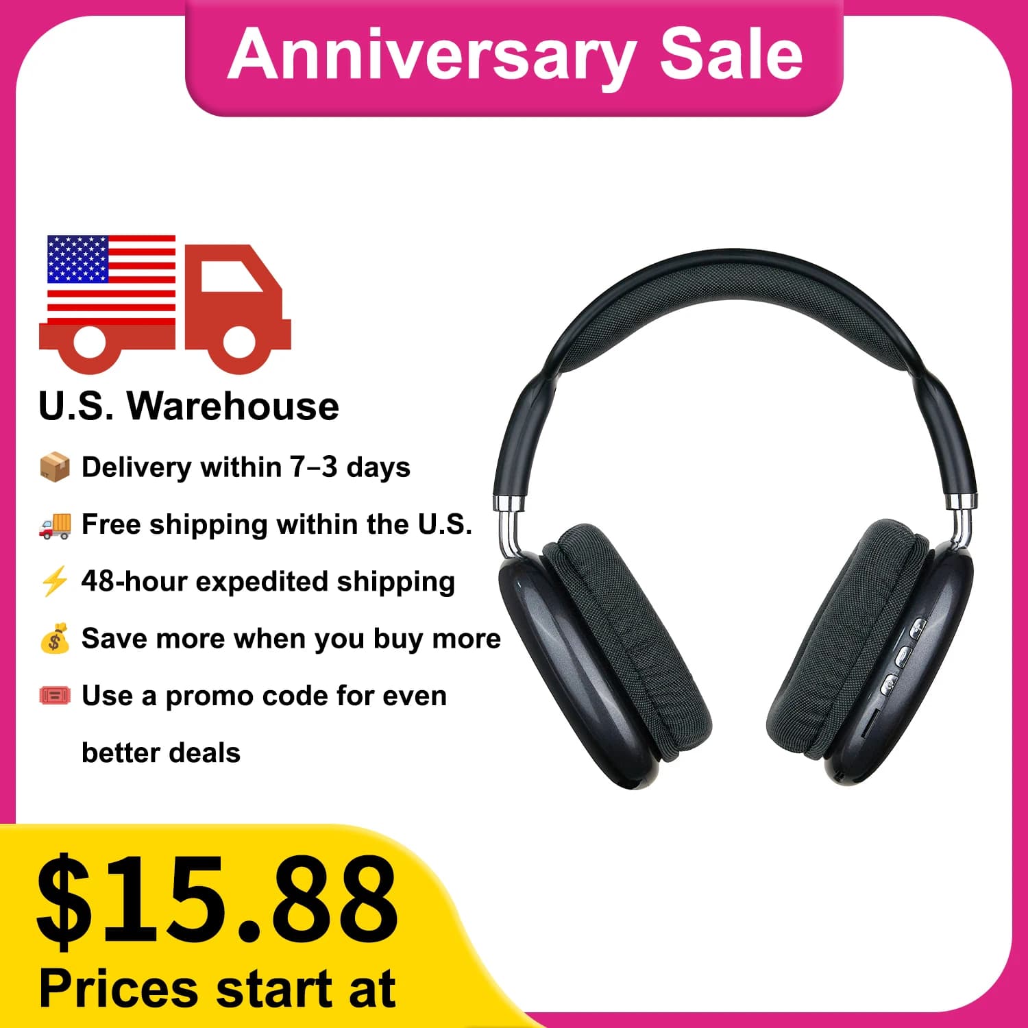 Bluetooth 5.3 Over-Ear Wireless 2026 Headphones with Noise Cancellation, Calls No Interruptions, for Sport and Gaming, Compatible with iPhone