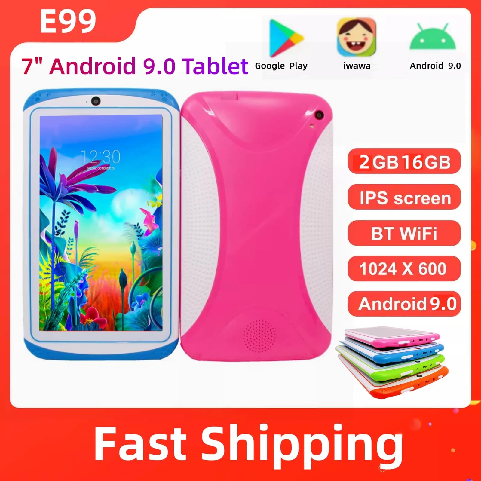 Nuovo Tablet Android 9.0 da 7 Pollici, 2GB RAM 16GB ROM, RK3126 Quad Core, 1024*600 IPS, 3000mAh, Doppia Fotocamera