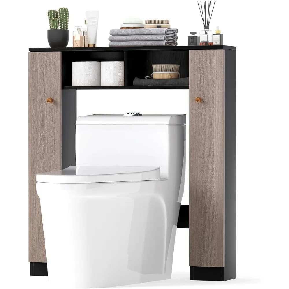Storage cabinet to be placed above the toilet, independent organizer with adjustable shelves at 10 levels and crossbar
