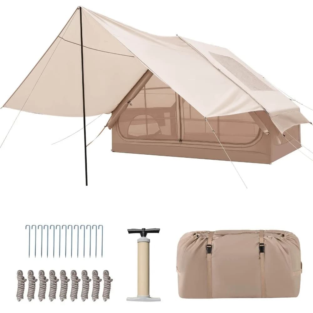 Portable Inflatable Camping Tent For 8 Persons, Waterproof With Window For Foil