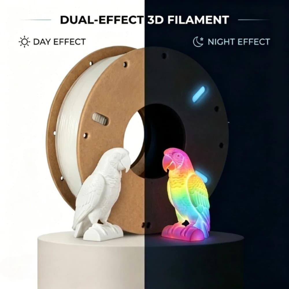 Filajoy3D 3D Printing Filament ,PLA glow white to Rainbow 1.75mm 250g ,Dimensional Accuracy +/- 0.03mm Change Color Gradually