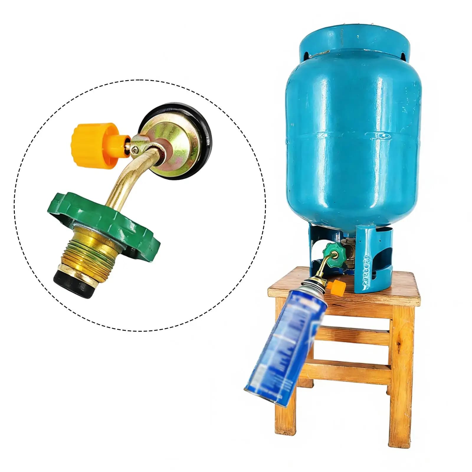 Adattatore per Serbatoio Gas, Facile da Controllare, Attrezzatura Essenziale, Valvola di Ricarica per Bombole di Butano, Connettore per Serbatoio Gas per Viaggi, Escursioni e Attività all'Aperto