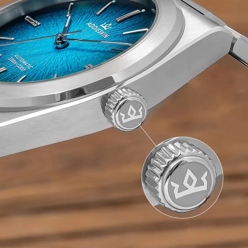 ADDIESKIN K001 Deep Ocean Blue Pupil Dial Automatic Watch Men Sapphire Crystal BGW9 Luminous 100m Waterproof Business Wristwatch