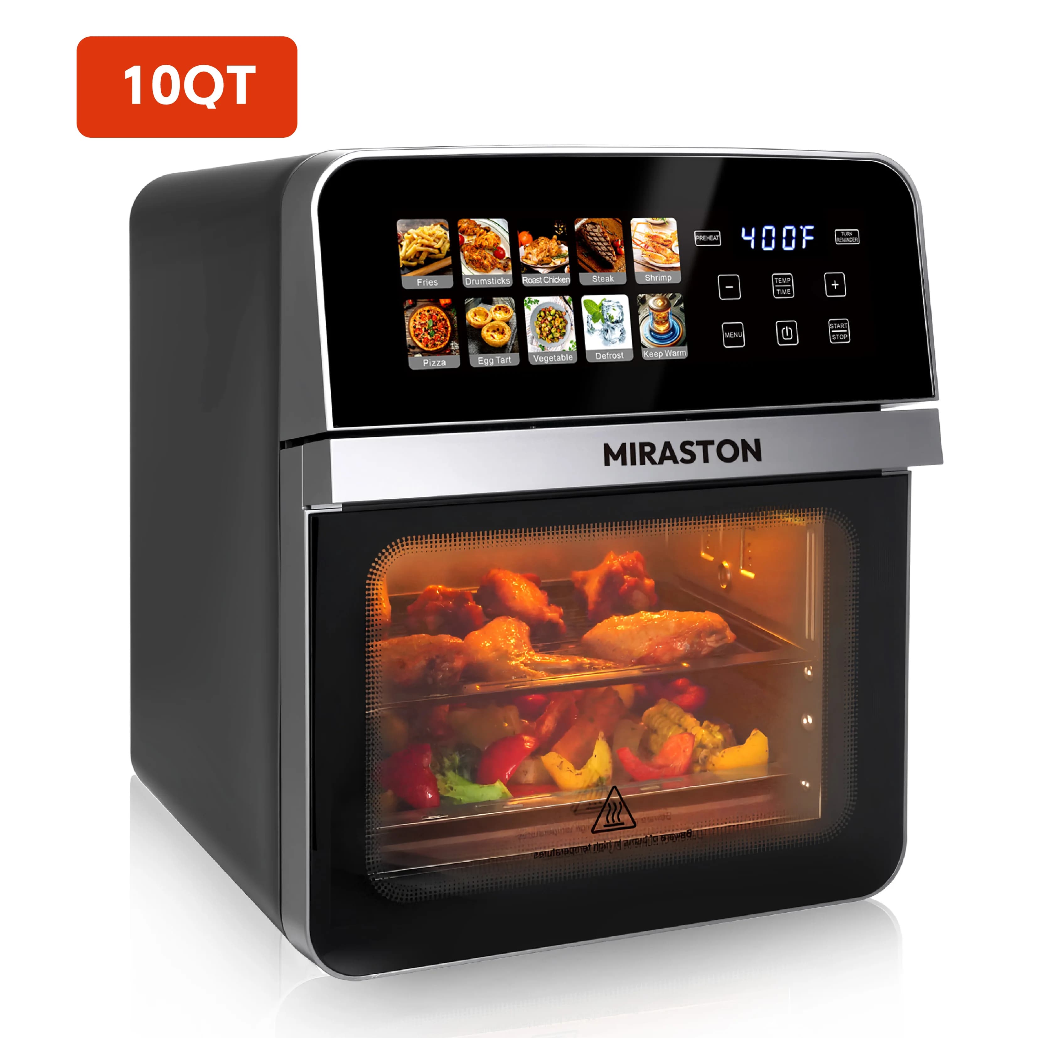 Combined oven with 10QT Air Fryer, 10 Preset Programs, Compact Furnace for Families for Roasting Inner/Double Cooking, Easy to Clean