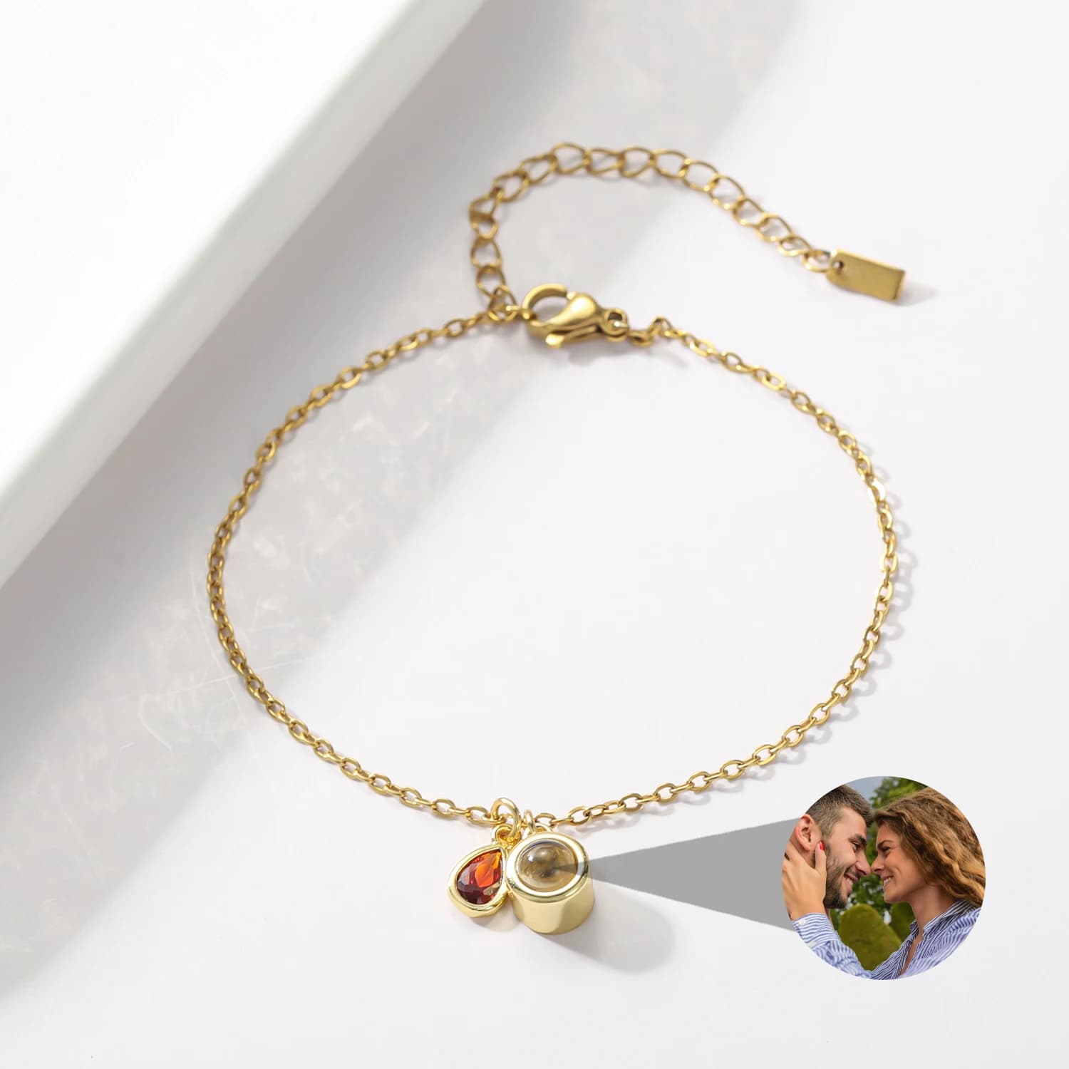 Customized photo projection bracelet stone charm stainless steel birthday gift for mom's party for women