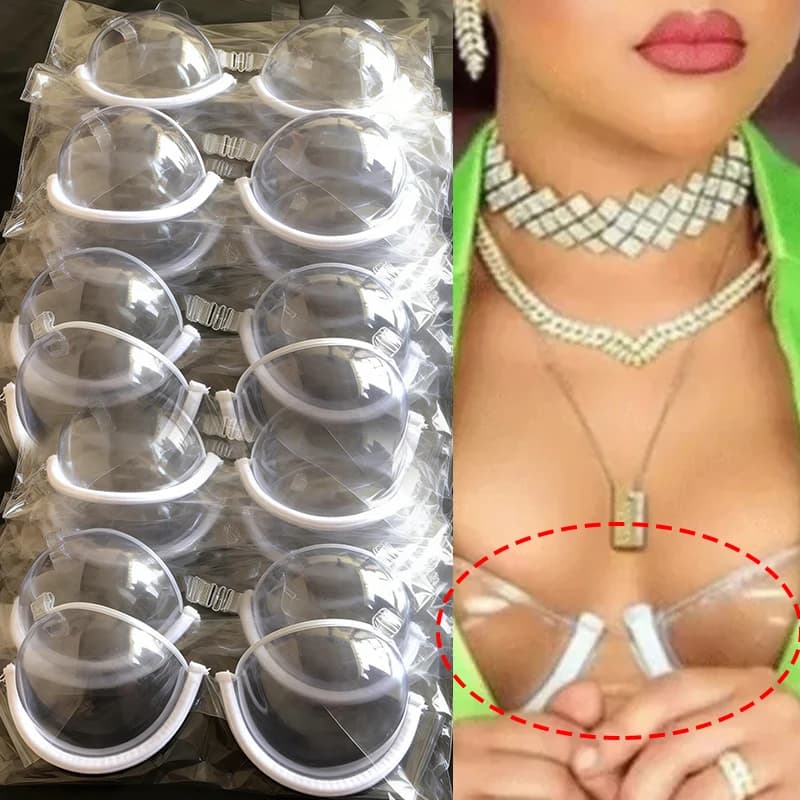 Reggiseni invisibili estivi da donna, reggiseni bikini trasparenti, intimo femminile alla moda, reggiseni push-up trasparenti in TPU sexy per donna