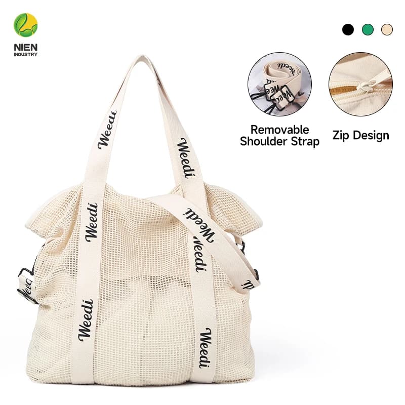 Weedi Fashion Mesh Women's Tote Bag Vacation Beach Travel Shoulder Bag Casual Women's Casual Beach Bags