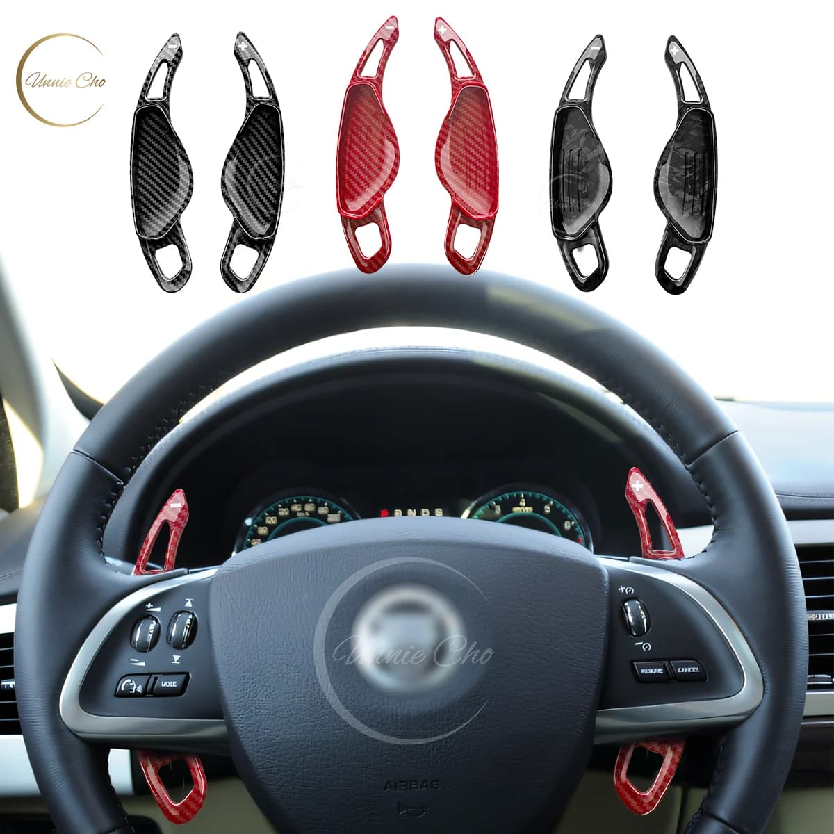 Per Jaguar XF Accessori X250 X260 Volante Dell'automobile Paddle Shifter Copertura Trim 2007-2019 ABS Imitazione Fibra di Carbonio Tuning