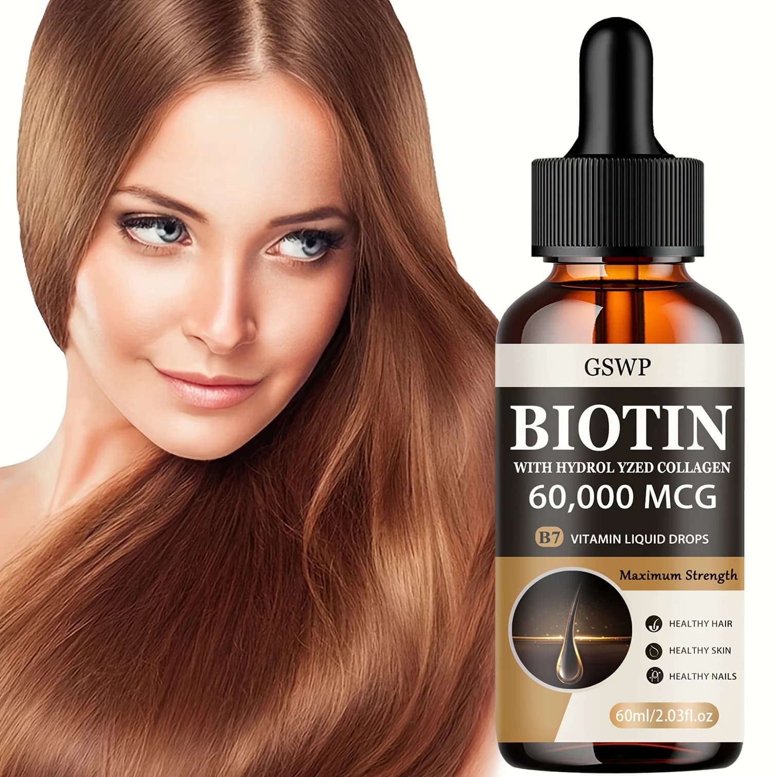 GSWP Olio Essenziale di Biotina e Collagene - Ripara i capelli secchi, Idratazione profonda, Rivitalizza la bellezza dei capelli. 60/120ml