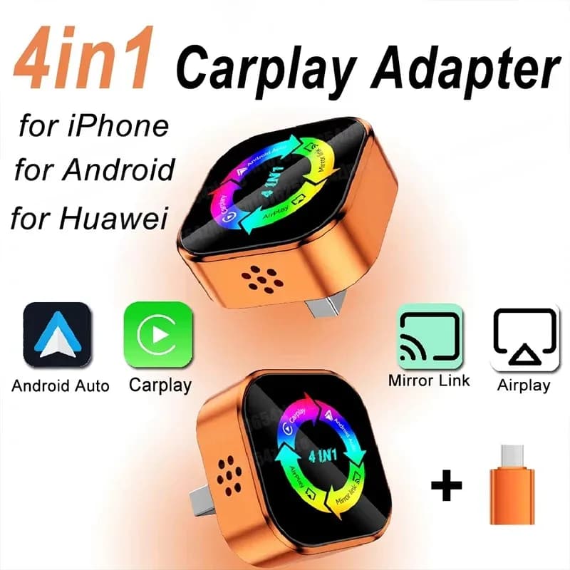 Adattatore Wireless 4-in-1 per CarPlay e Android Auto, Convertitore USB Plug and Play con Airplay Miracast, WiFi 5GHz Bluetooth 5.0 per F