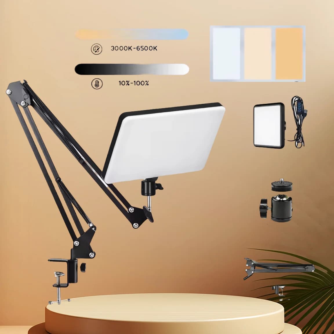2025 LED Photography Selfie Lights Conference Lighting Photo studio lamp with scissor arm support for YouTube Zoom Streaming live