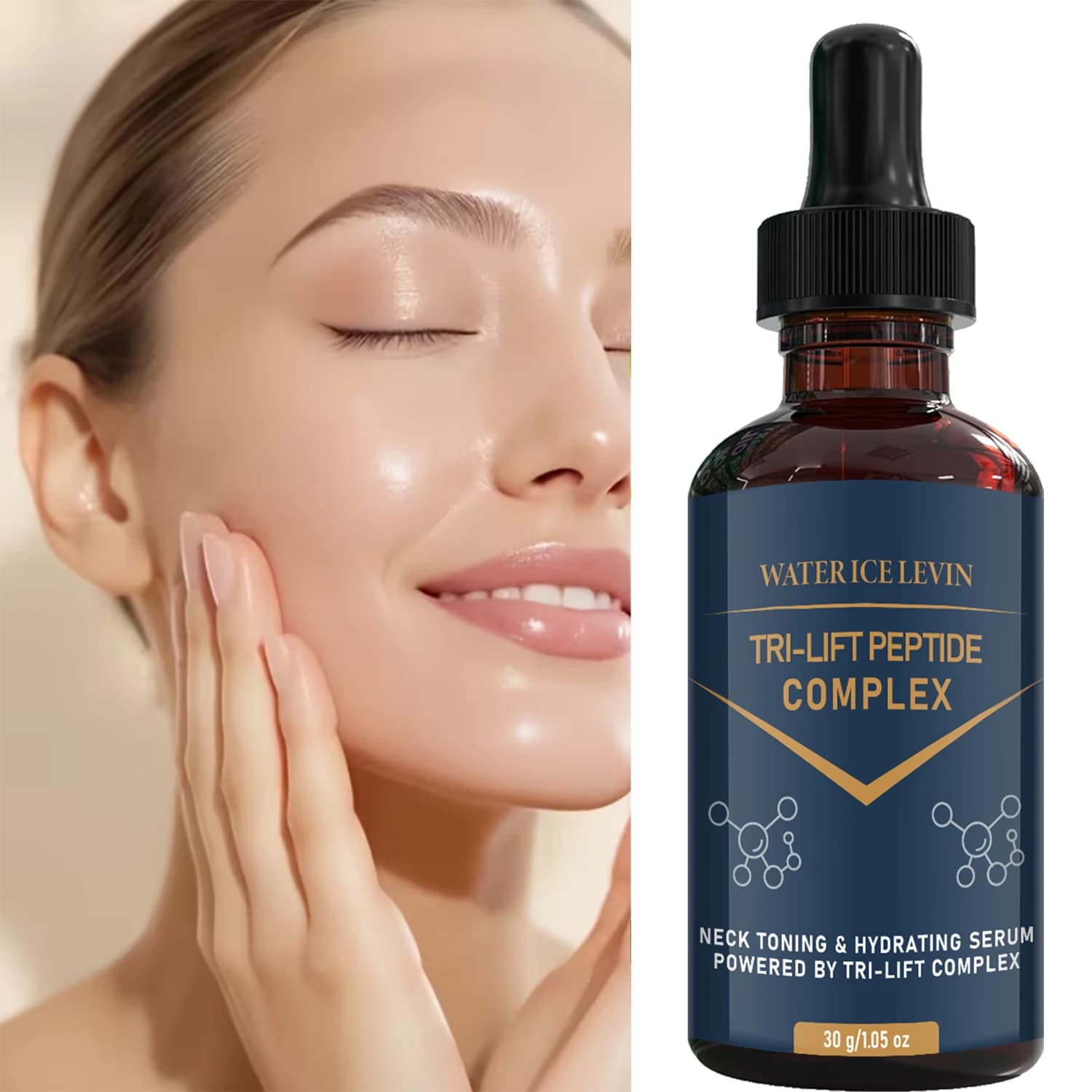 WATER ICE LEVIN Tri‑Lift Peptide Neck Serum 30g Moisturizing Hydrating Face Neck Care with Collagen Hyaluronic Acid