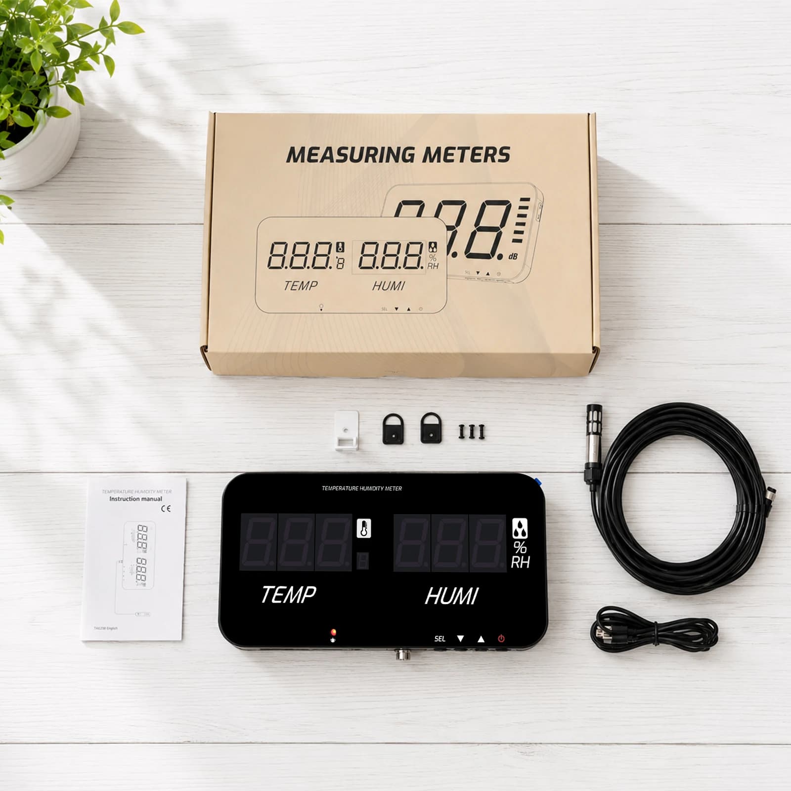 1.8-Inch Large Display LED Digital Thermometer Hygrometer | High-Precision Indoor Temp Humidity Monitor with 5m External Probe