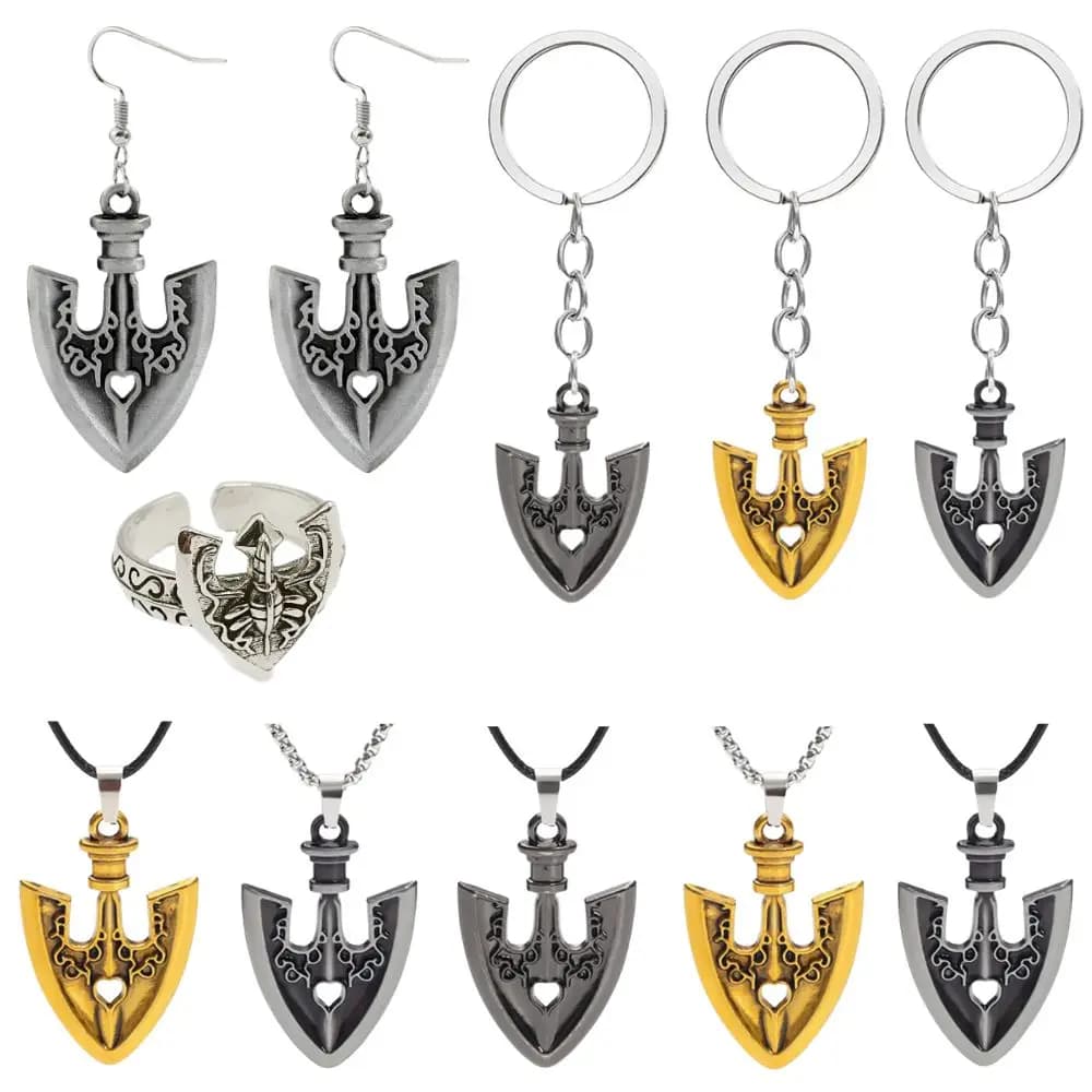 Anime JOJO Necklace BIZARRE ADVENTURE Kujo Jotaro Arrow Metal Pendant Chain Choker Rings Earrings Jewelry Charm Halloween Gifts