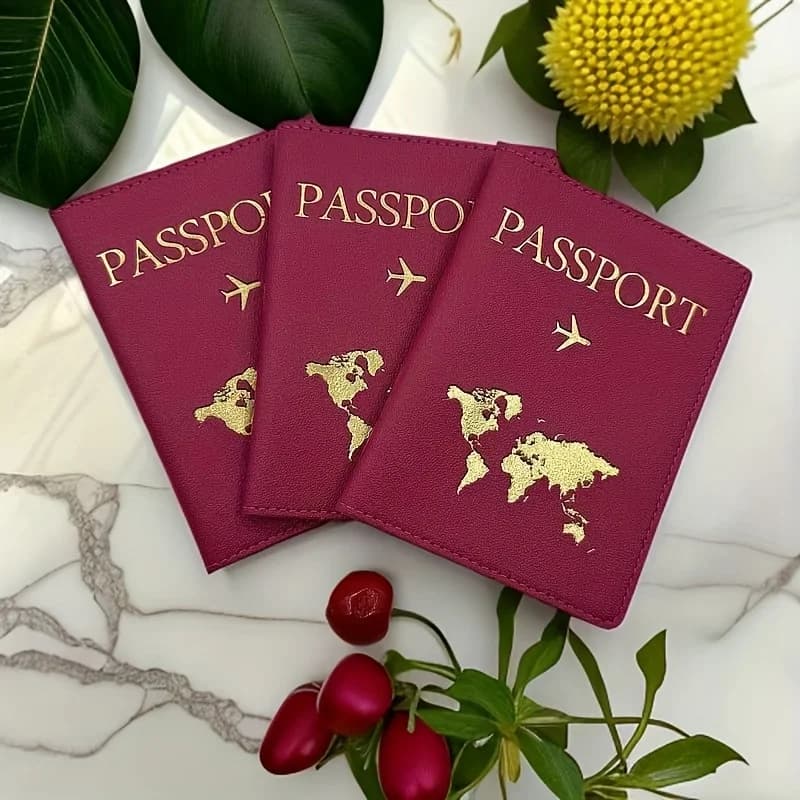 Embossed Open Style Passport Holder, Foldable Thickened Travel Protective Storage Case for Holiday Use