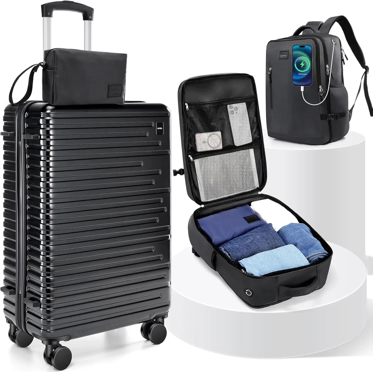 3/5 pz Set Bagagli Valigia da trasporto ABS + PC Ruota Spinner Maniglia telescopica TSA Lock 20/24/28 pollici Bagagli Zaino Articoli da toeletta