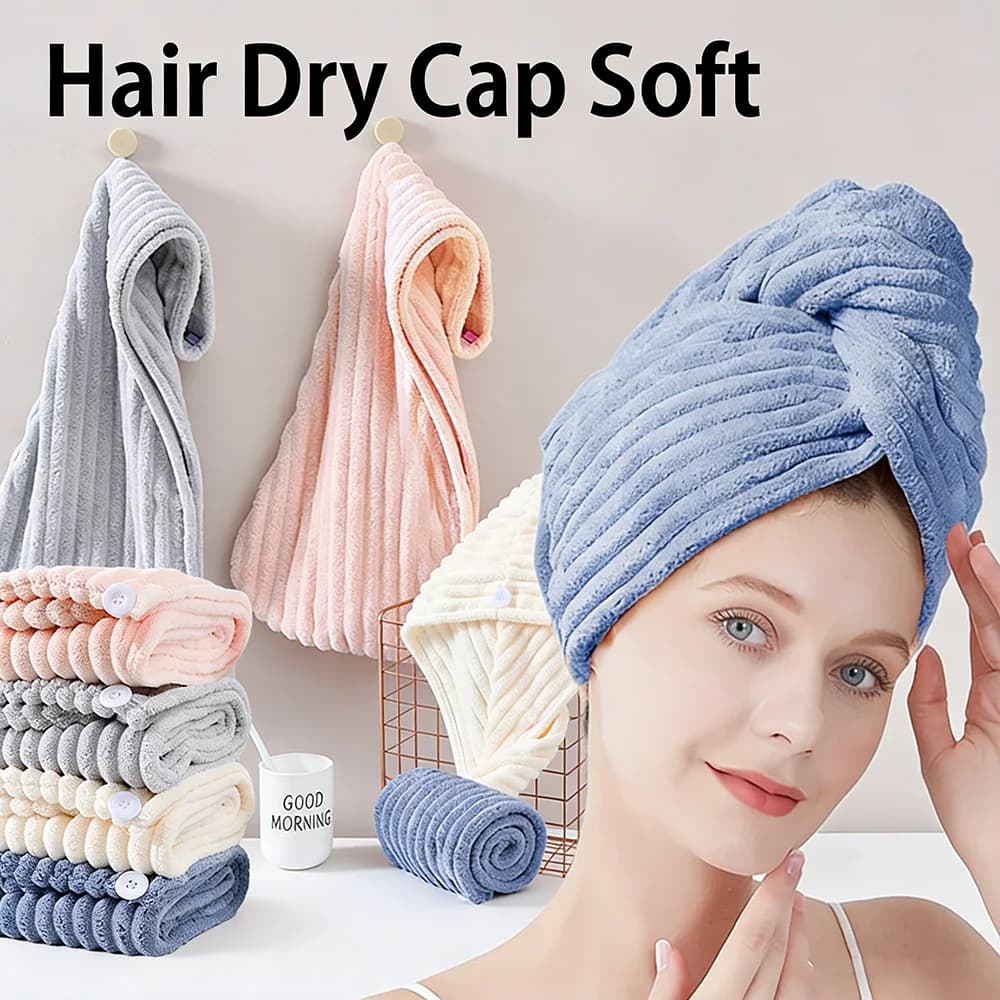 Asciugamano per Capelli in Microfibra con Bottoni, Assorbente e Senza Pelucchi, Asciugatura Rapida per Donne con Capelli Lunghi, Bagno, Viaggio, Palestra
