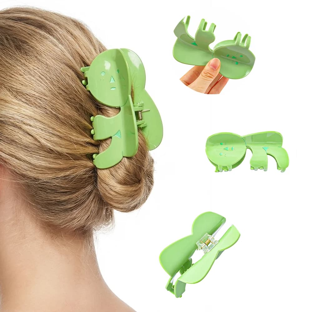 Graziosa clip per artigli per capelli con piccola figura verde, accessorio per capelli multifunzionale