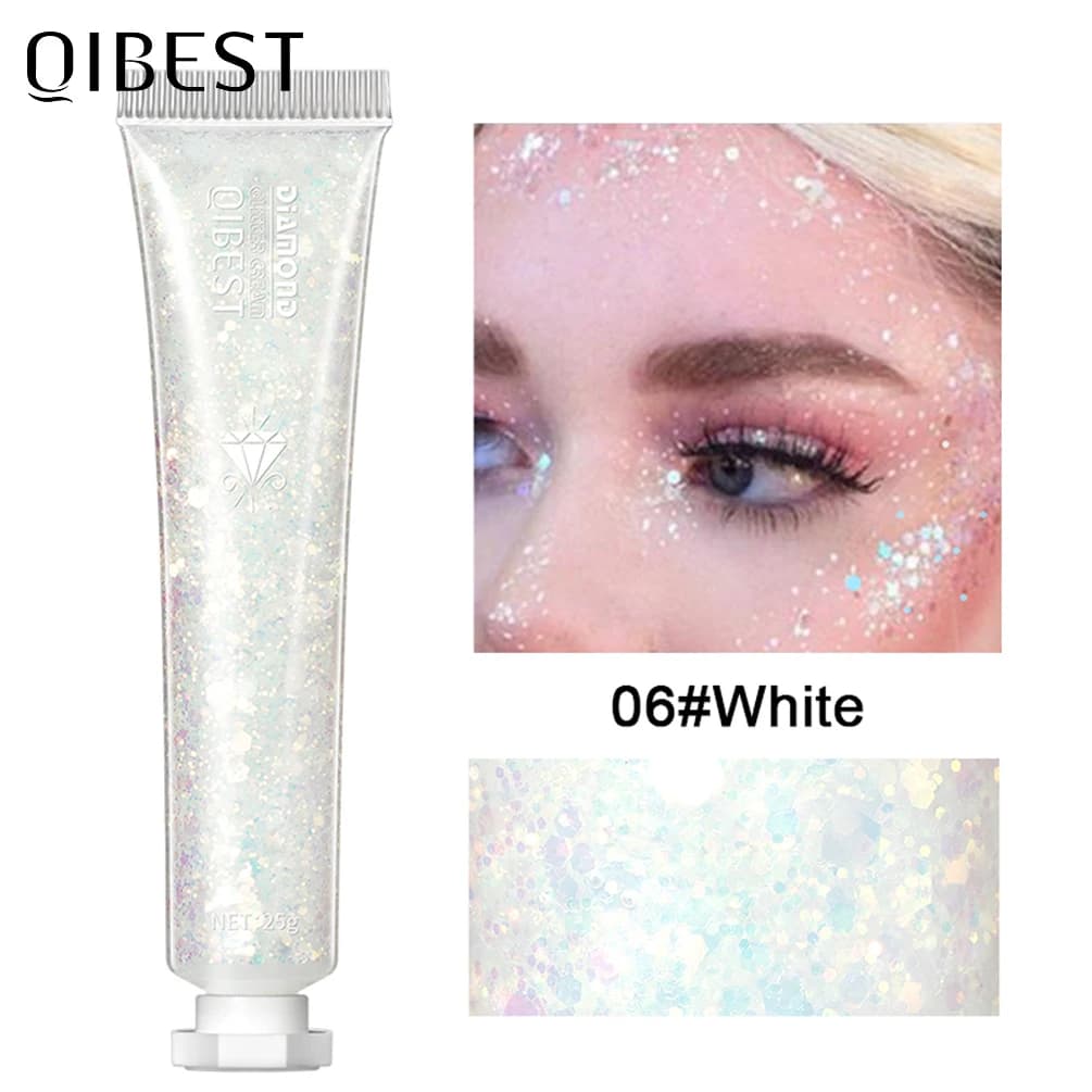 QIBEST Evidenziatore in polvere Glitter Paillettes Gel Shimmer Contorno Blush in polvere Trucco per viso Corpo Evidenzia trucco Bellezza