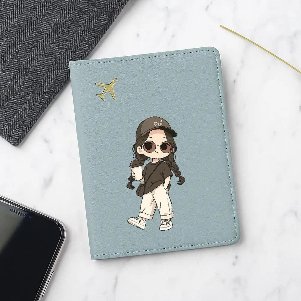 Pink Coffee Theme Passport Holder Stylish Travel Case for Women Nice Gift for Birthday Anniversary Daily Trip