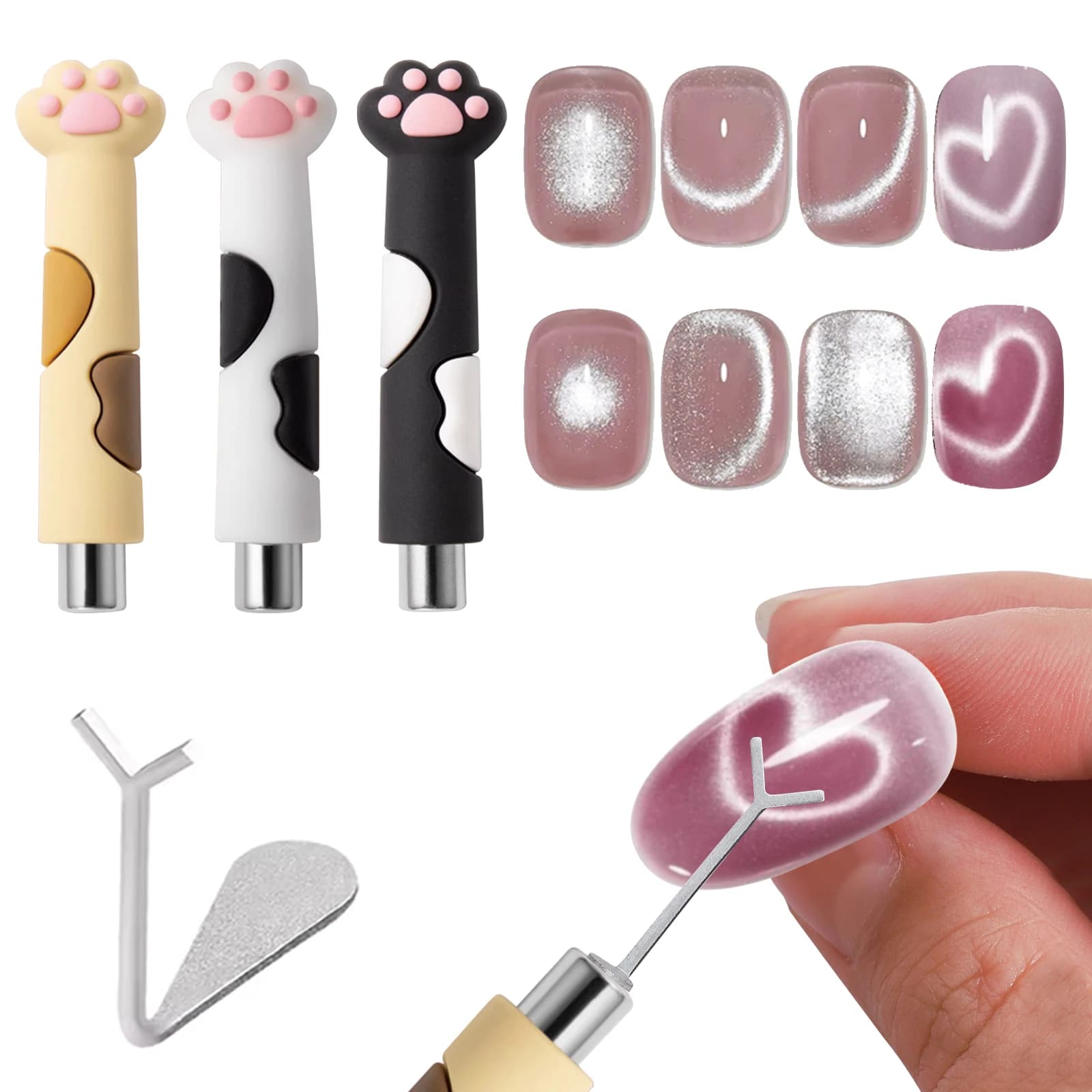 Cat Paw Strong Magnet Stick Nail Art Magnetic Rod for Cat Eye Gel Polish Manicure - Creative Pet-Themed Nail Tool