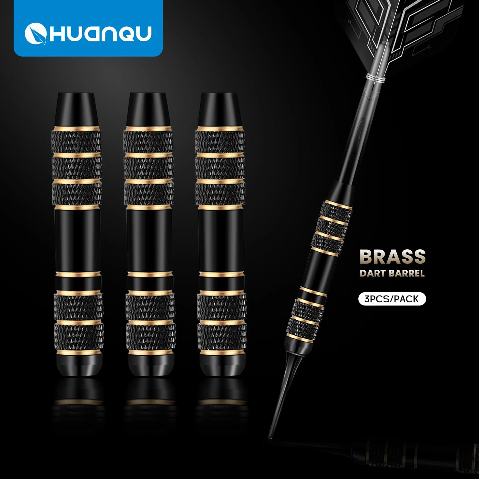 Botti per freccette in rame Huanqu da 18 g, confezione da tre, adatti per freccette con punta morbida e freccette con punta in acciaio, lunghezza totale 50 mm, freccette da competizione professionali, design antiscivolo