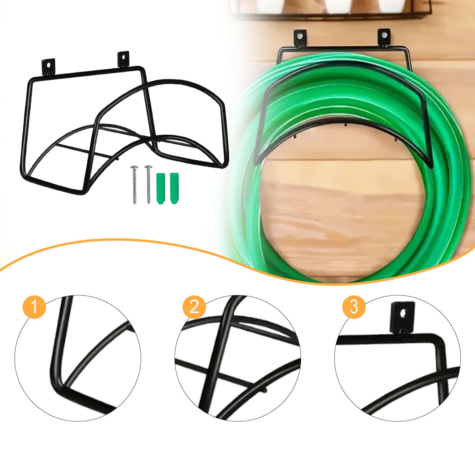 Organizzatore porta tubo da giardino Supporto da parete Portaoggetti Appendiabiti Accessori da giardino Supporto per tubo dell'acqua per cortile Patio Casa Prato