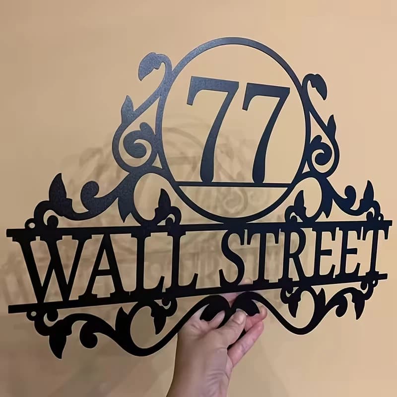 Targa personalizzata in metallo con numero civico e nome della strada - Placca in ferro personalizzata per esterni, decorazione per la casa - Regalo per il nuovo anno