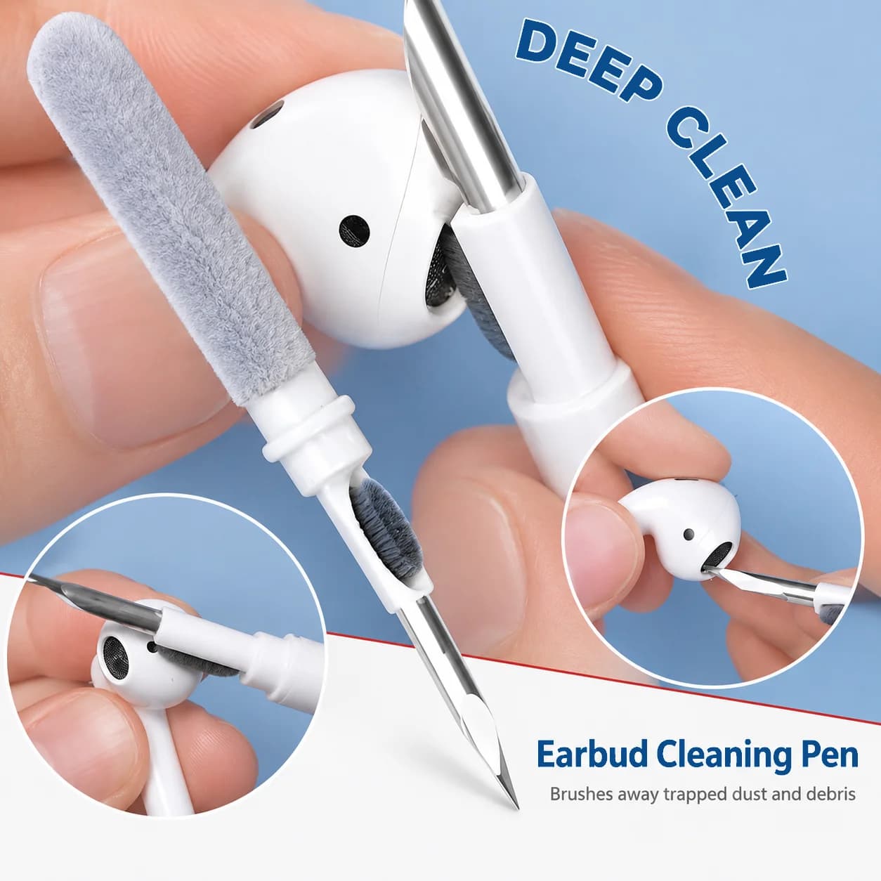 3IN1 Portable Cleaning Pen Headphones Mobile Phone Tablet Dust Dirt Clean Tool For iPhone Xiaomi HUAWEI Samsung Earphone Cleaner