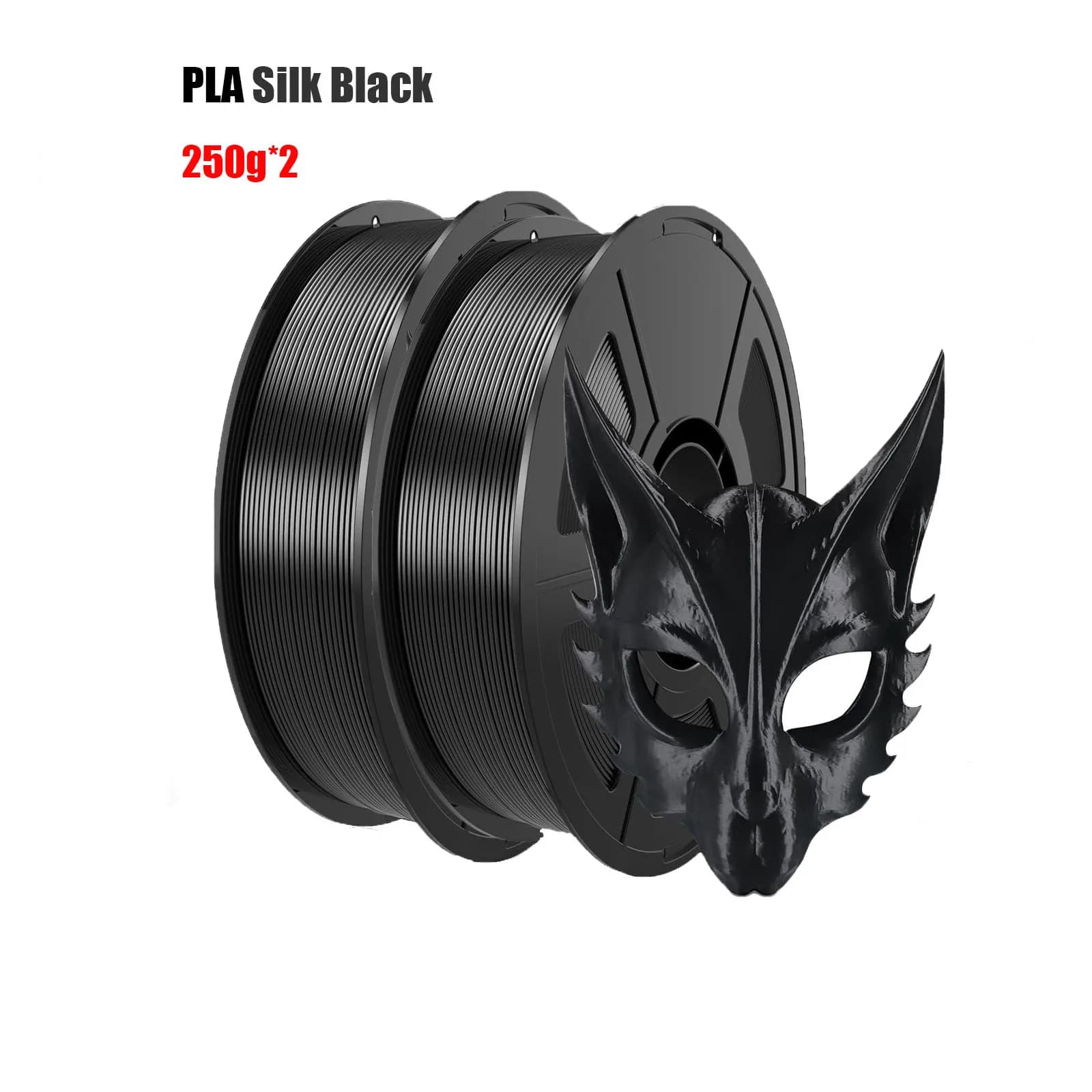Filament PLA Polished Silk Effect 1.75mm for 3D Printer, Black Finish, 250g/500g Bobbin, 3D Printing Material