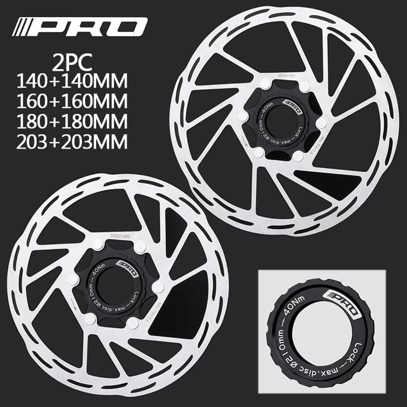 Rotore Centerlock per bicicletta 2PC Rotore freno a disco per bicicletta durevole 140/160/180/203mm Rotori per freni idraulici MTB da strada per Shimano 1PC