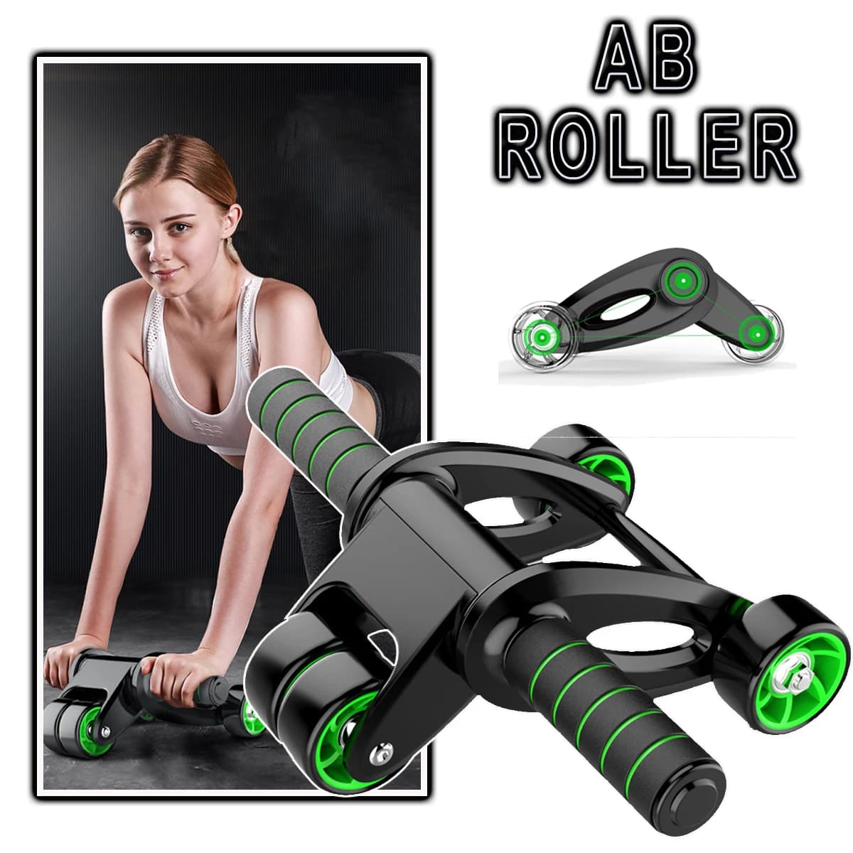 Mute Ab Roller Folding Fitness Gym Roller Four Wheels Core Shoes Abdominal Gymnastics for Men Women Abdominal Training