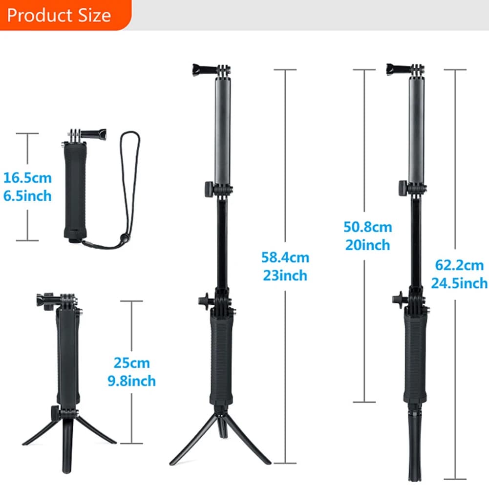 Per treppiede stabilizzatore per selfie stick DJI - monopiede portatile regolabile per GoPro Insta360 SJCAM XiaoYi accessorio per action camera