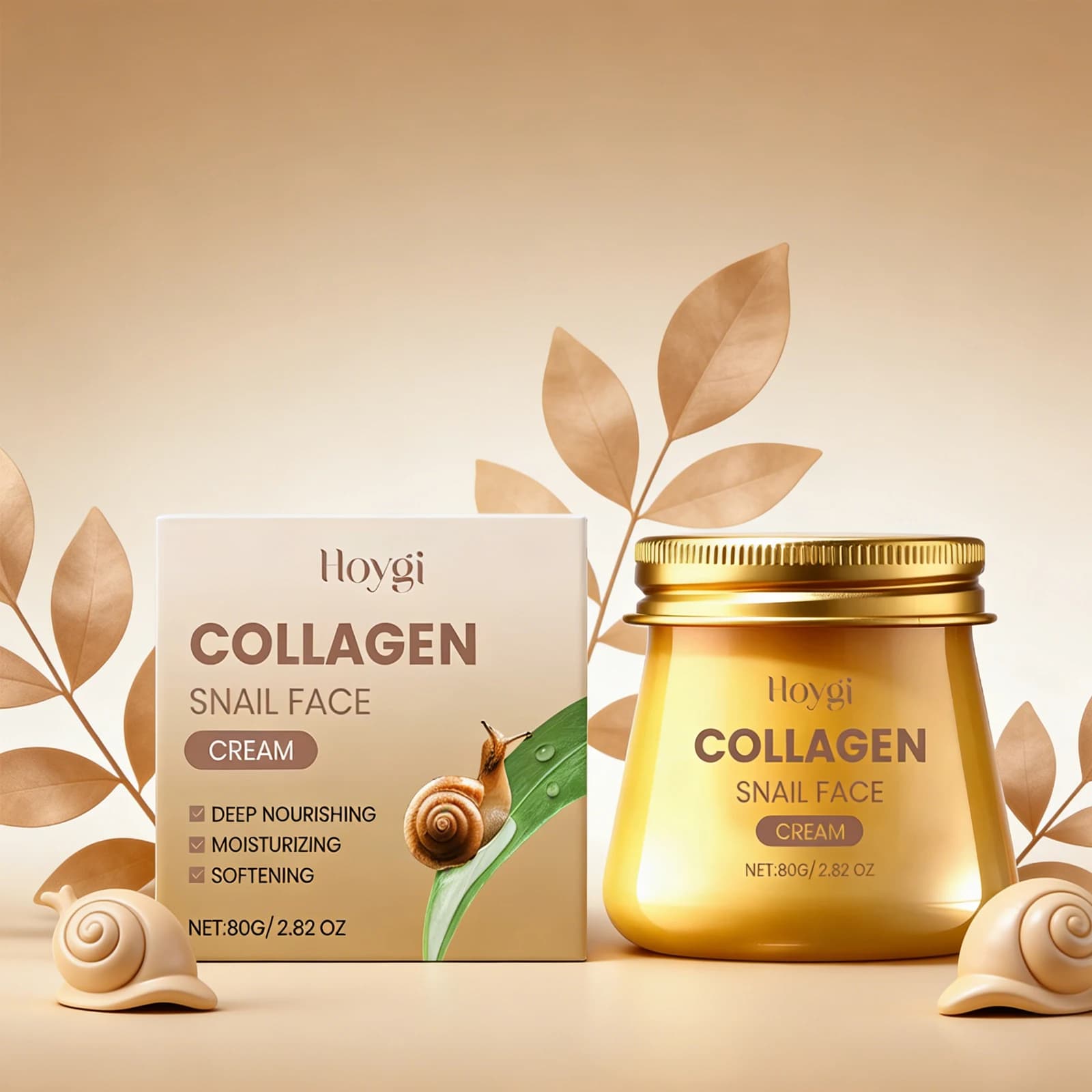 Crema idratante Hoygi 80g al collagene e bava di lumaca per massaggio, nutre la pelle del viso, rendendola morbida, idratata e nutriente.