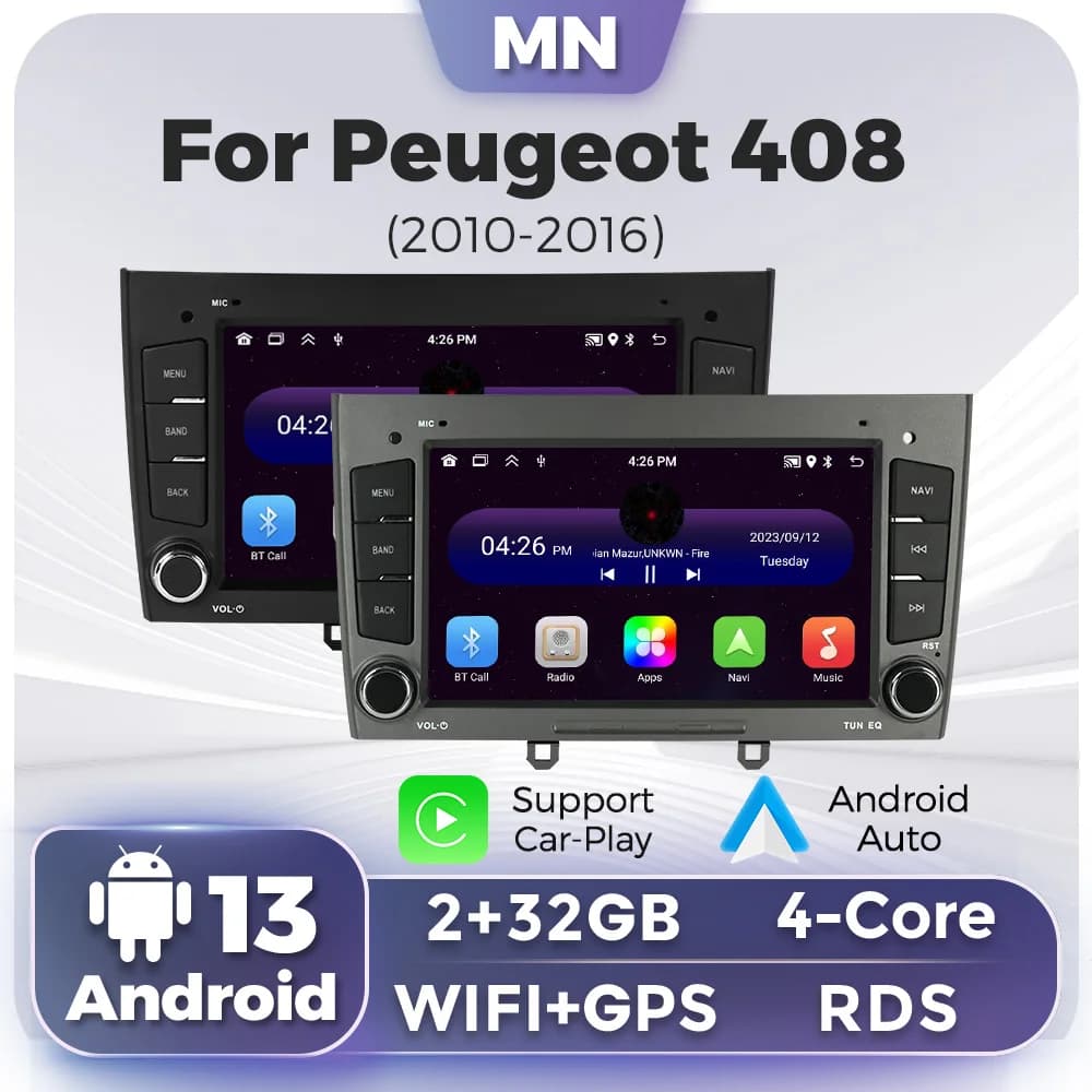 Android 13 2Din Car Stereo 7 "Naviglia GPS Per Peugeot 308 408 T7 2007 20178 2019 Autoradio IPS Schermo CarPlay Auto Multimedia sistemi intelligenti per auto autoradio carplay android auto autoradio android bluetooth