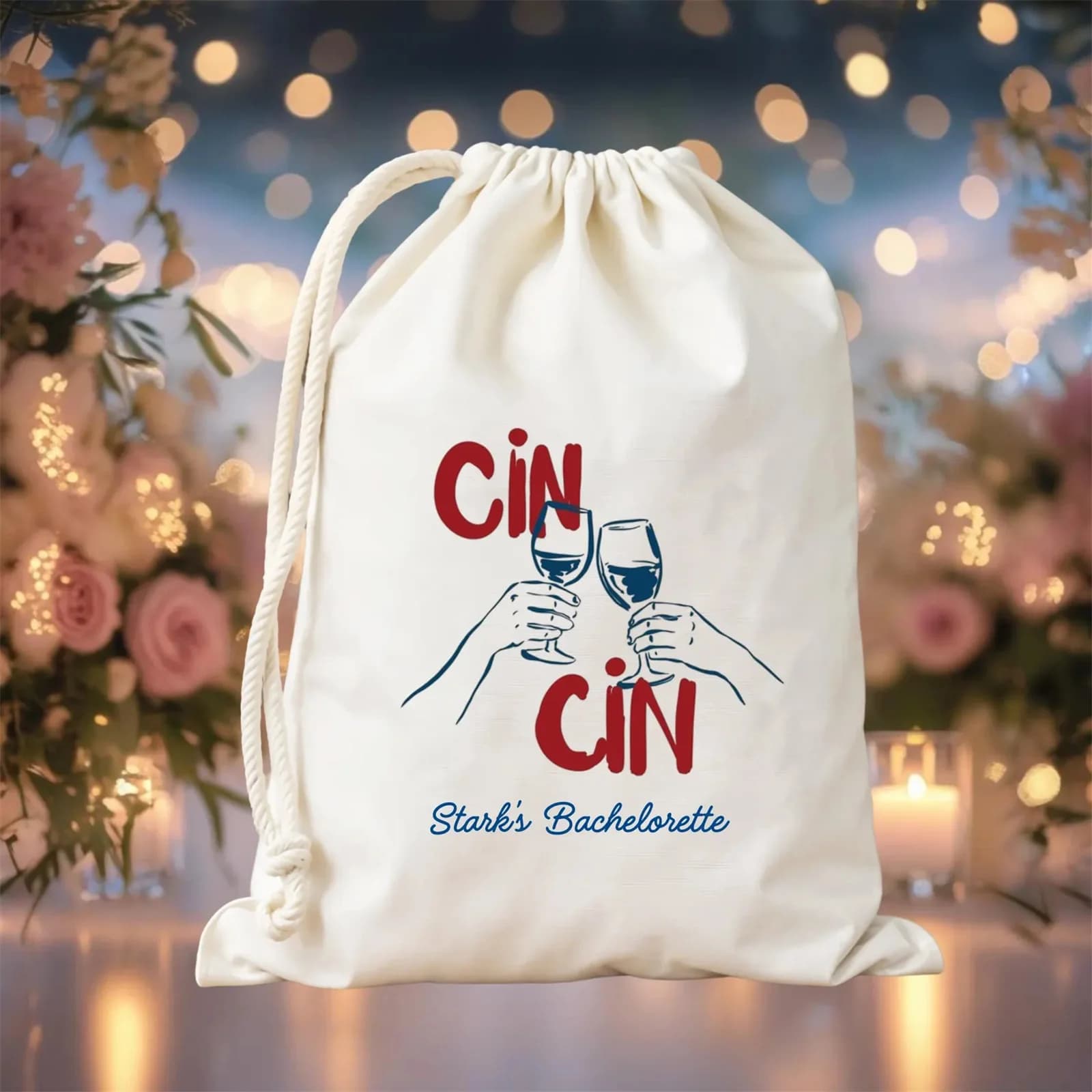 25 sacchetti personalizzati per bomboniere per addio al nubilato in vetro di vino Cin Cin - Sacchetti per bomboniere per kit di resaca - Sacchetti per bicchieri di vino - Viaggio per ragazze Bach