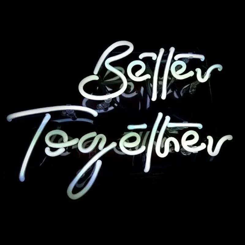 Insegna al neon Better Together per la camera da letto Insegna al neon per bar Decorazioni per feste Insegna al neon in vetro Estetica Decorazione da parete Artigianato Personalizza