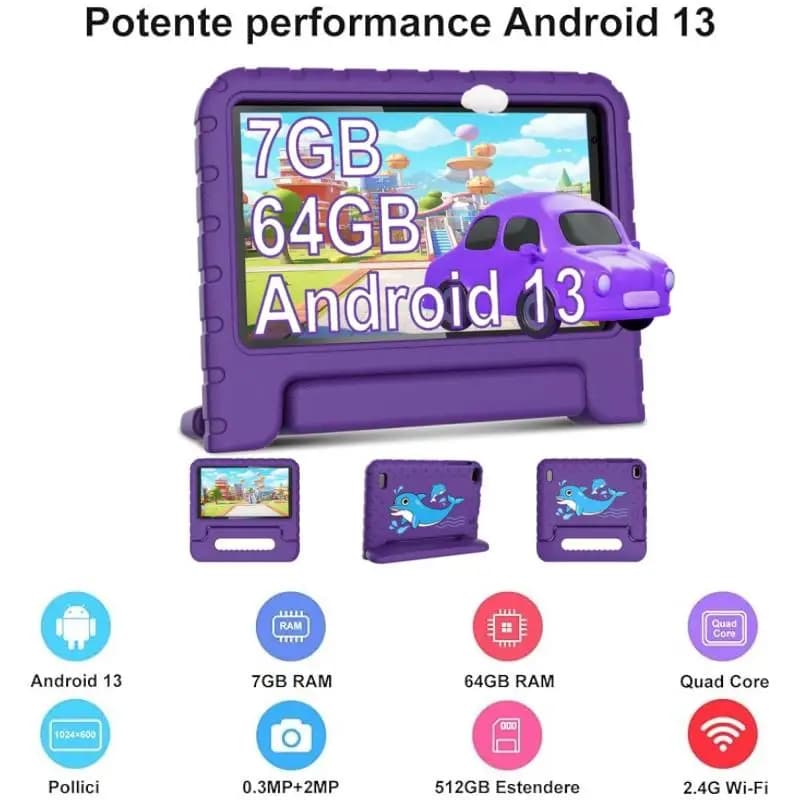 7 inch Android Tablet with Type-C special offer for children, 7GB RAM, 64GB ROM, Allwinner CPU A133 Quad Core, WIFI, 3500mAh