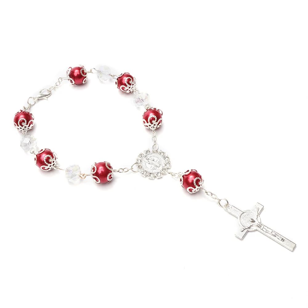12 Pcs Charm bracciale croce di san benedetto/Mini rosario Recuerdos de baumizo/braccialetto GirlBangle/religioso