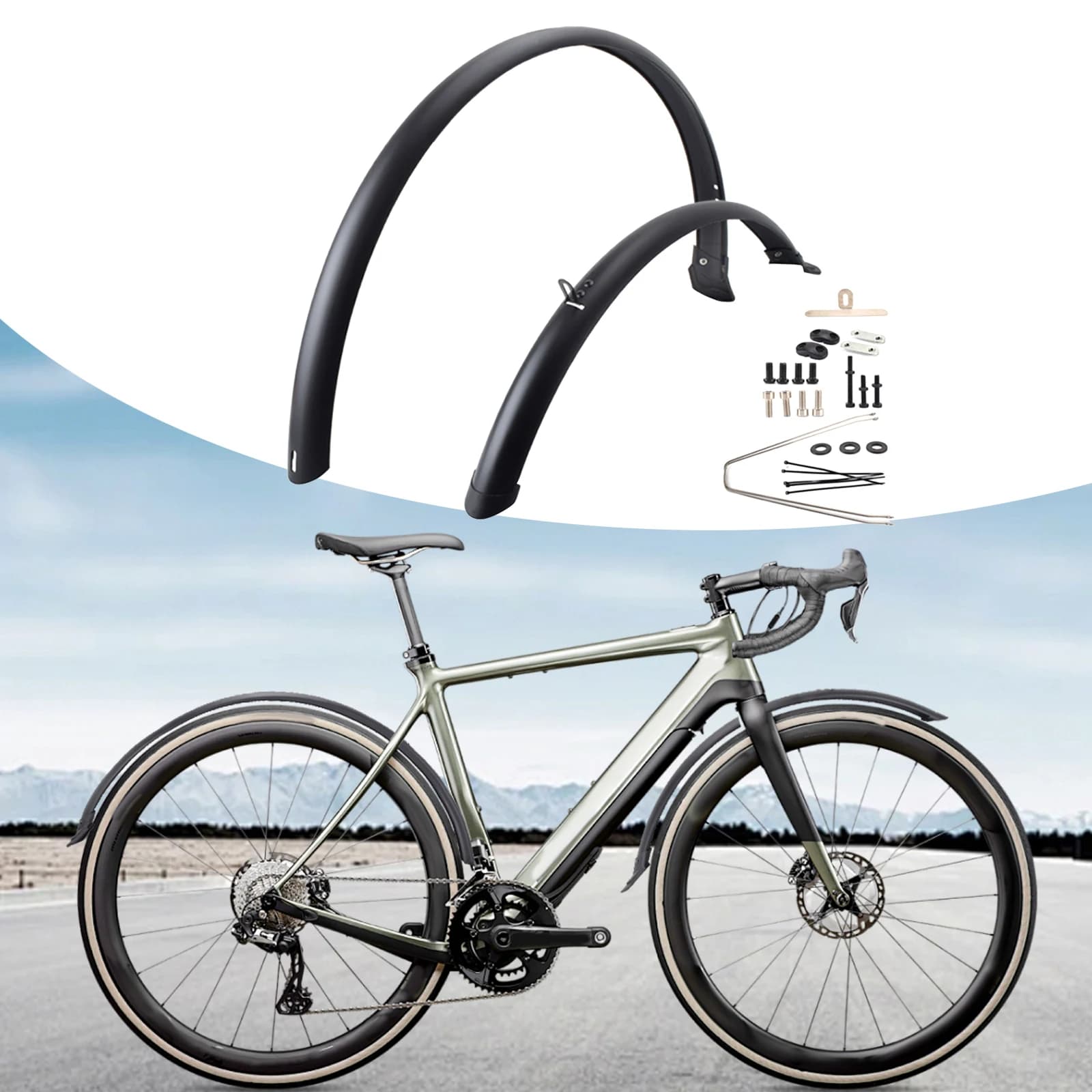 2x Parafanghi per Bici da Strada, Protezione Pneumatici, Protezione Ruote, Parafanghi per Mountain Bike, Protezione da Acqua e Pioggia 700C per Biciclette da Esterno