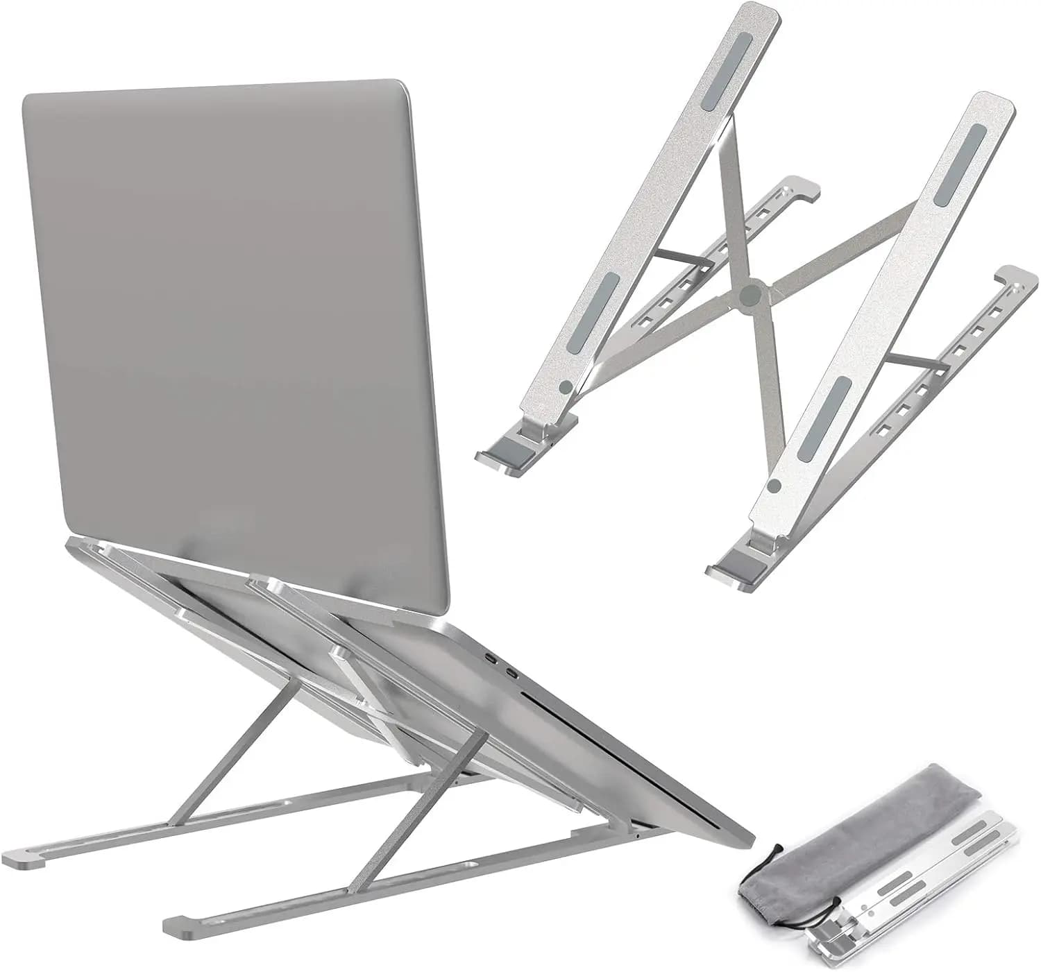 Supporto per laptop pieghevole multifunzionale: supporto da tavolo regolabile in altezza e dissipatore di calore in lega di alluminio per laptop e tablet