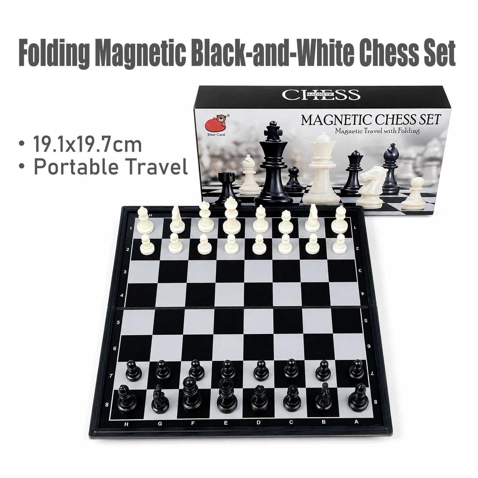 19.1x19.7cm Folding Magnetic Chess Set Black White Board Game Portable Travel Educational Puzzle Toy Gift for Kids Adults
