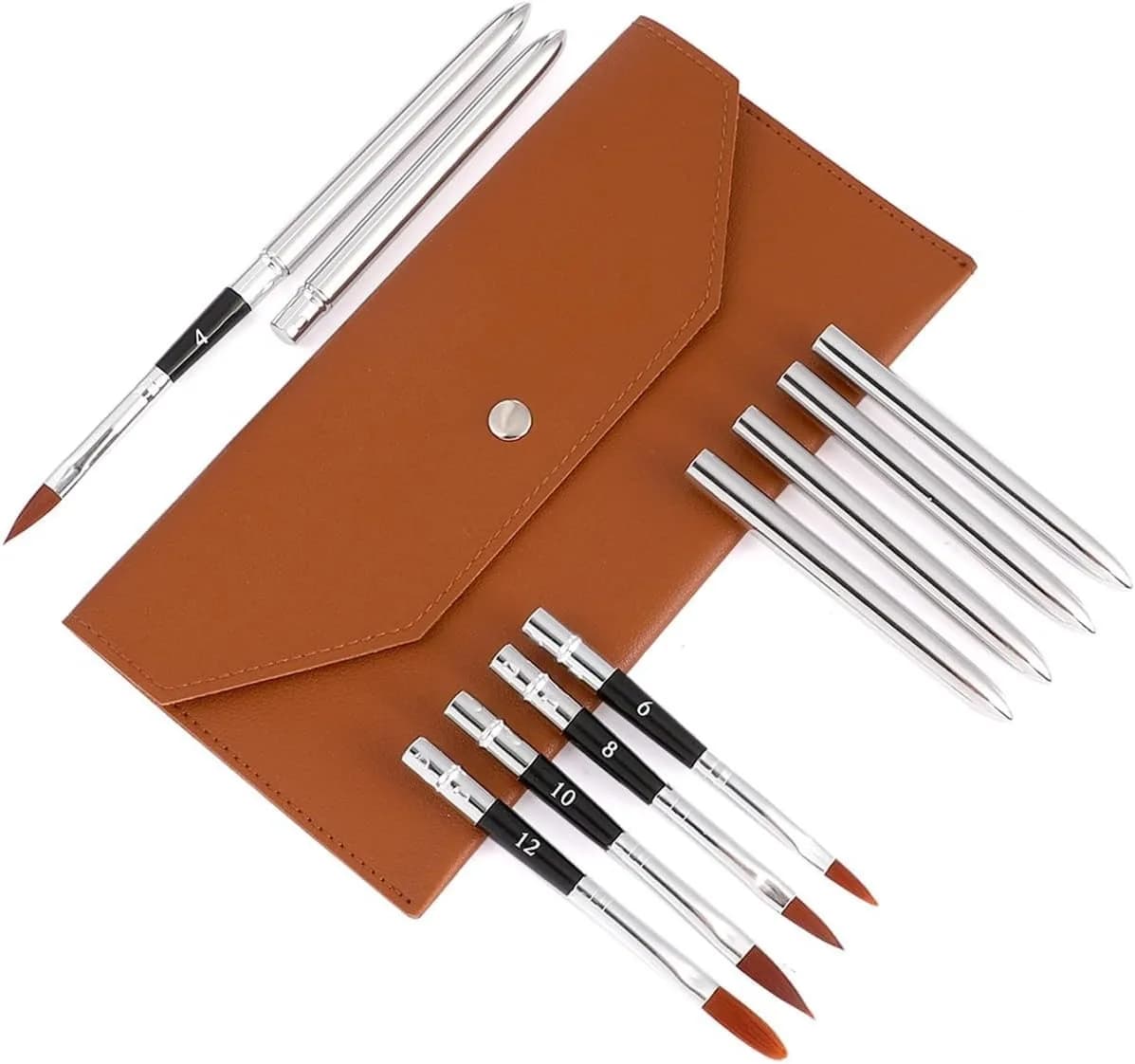 6PCS Travel Watercolor Brushes Extendable Paint Brush Set Portable Art Brush for Watercolor Gouache Acrylic with Leather Pouch