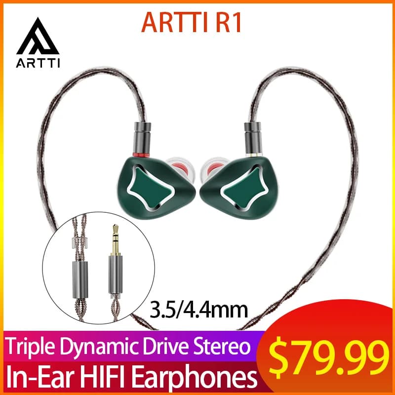 ARTTI R1 HIFI In-Ear IEMs 3DD Auricular Wired Triple Dynamic Driver Headphones with stereo monitor with 0,78 2 pin 3.5/4,4 mm
