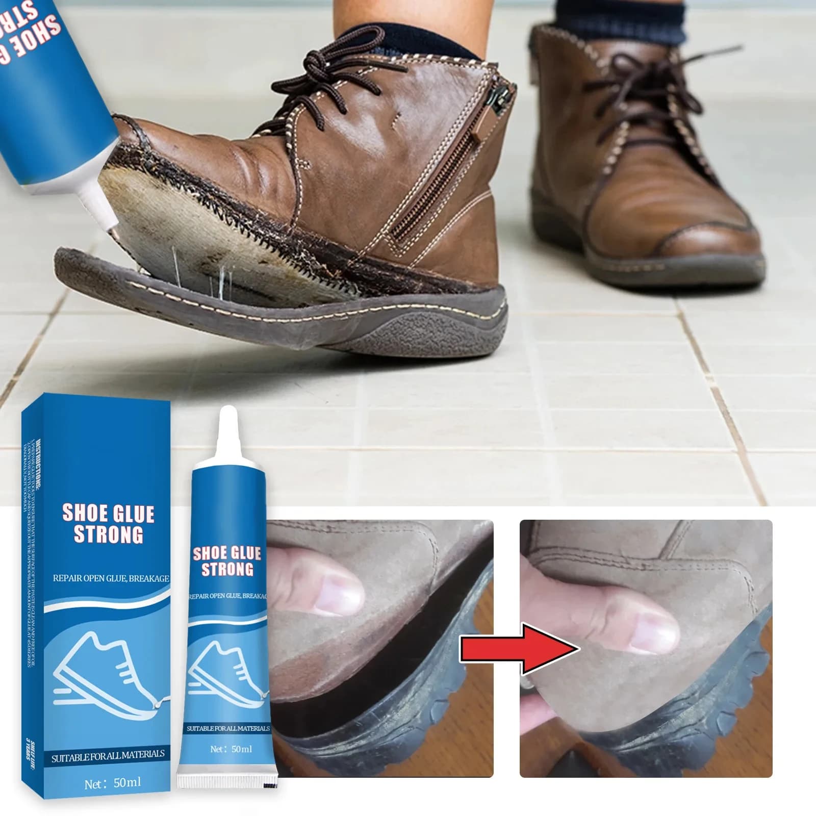Forte colla per la riparazione delle scarpe adesivo morbido indossato scarpe suola per stivali BondMulti-Purpose Waterproof Repairing Liquid Tool colla 50ml